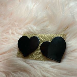 Cute all black heart earrings